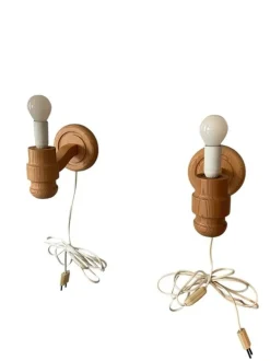 Hot Pamono Swedish Pine Wall Lamps, 1970s, Set of 2