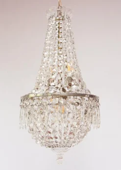 New Pamono Swedish Silvered Bronze Chandelier, 1920s