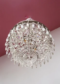 New Pamono Swedish Silvered Bronze Chandelier, 1920s