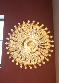 New Pamono Swedish Silvered Bronze Chandelier, 1920s