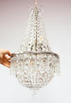 New Pamono Swedish Silvered Bronze Chandelier, 1920s