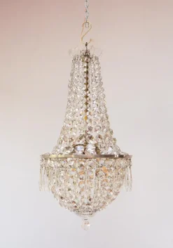 New Pamono Swedish Silvered Bronze Chandelier, 1920s
