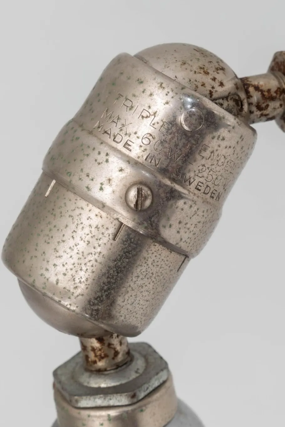 Hot Pamono Swedish Triplex Lamp with Metal Shade by Johan Petterson, 1930s