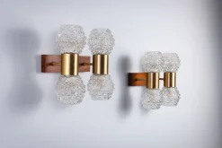 New Pamono Swedish Wall Lamps in Teak, Set of 2