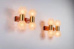 New Pamono Swedish Wall Lamps in Teak, Set of 2