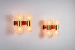 New Pamono Swedish Wall Lamps in Teak, Set of 2