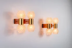 New Pamono Swedish Wall Lamps in Teak, Set of 2