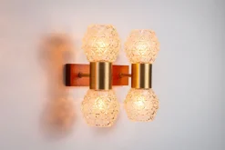 New Pamono Swedish Wall Lamps in Teak, Set of 2