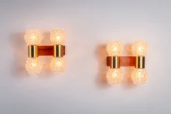 New Pamono Swedish Wall Lamps in Teak, Set of 2