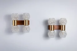 New Pamono Swedish Wall Lamps in Teak, Set of 2