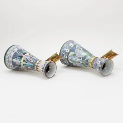 Pamono Swedish Wall Lights in Hand Painted Ceramic, 1960, Set of 2