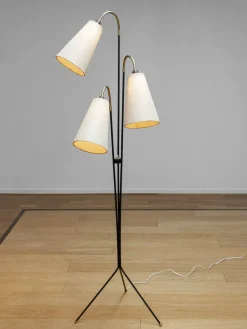 Discount Pamono Swedish with Jute Fabric Shades Floor Lamp by Svend Aage Holm-Sørensen, 1950s