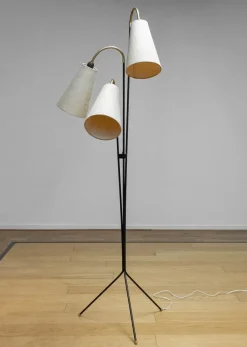 Discount Pamono Swedish with Jute Fabric Shades Floor Lamp by Svend Aage Holm-Sørensen, 1950s
