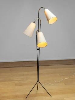 Discount Pamono Swedish with Jute Fabric Shades Floor Lamp by Svend Aage Holm-Sørensen, 1950s