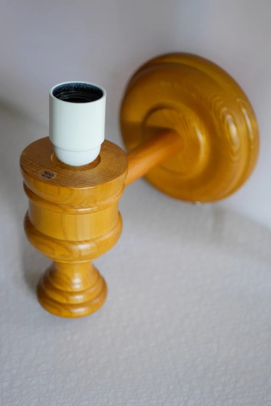 New Pamono Swedish Wooden Sconce and Rattan Shade, a Vintage Wall Lamp by Ikea Sweden