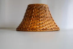 New Pamono Swedish Wooden Sconce and Rattan Shade, a Vintage Wall Lamp by Ikea Sweden