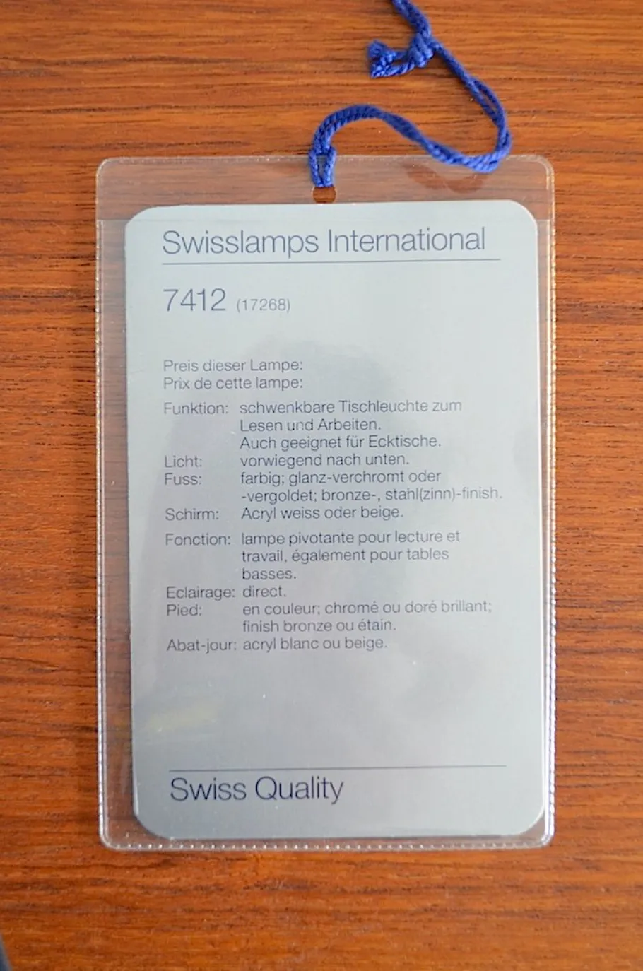 Discount Pamono Swiss Mod, 7412.1 Table Lamp from Swisslamps, 1960s