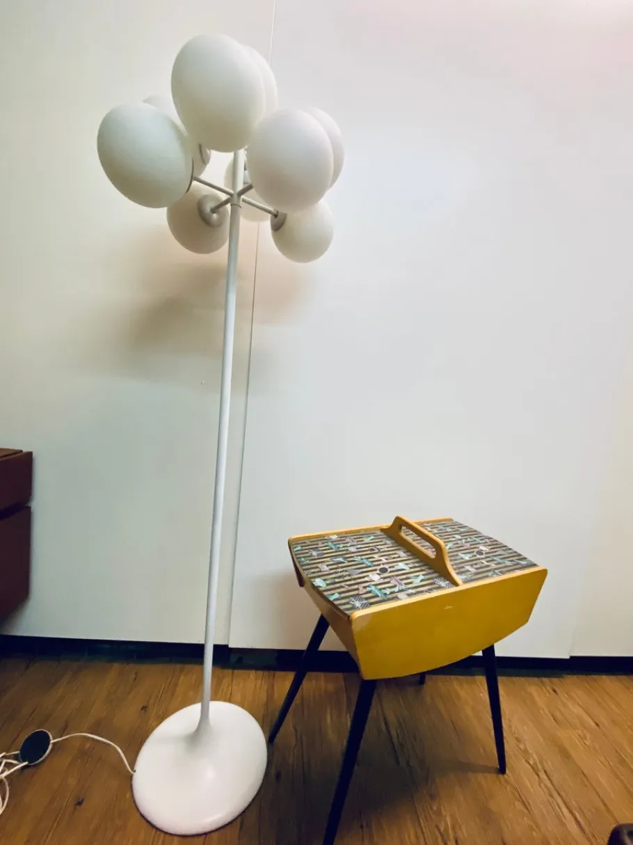 Sale Pamono Swiss White Atomic Floor Lamp by E.R. Nele & Bill for Temde, 1960s