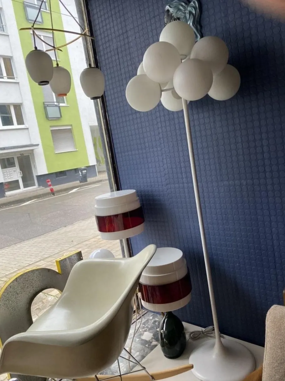 Sale Pamono Swiss White Atomic Floor Lamp by E.R. Nele & Bill for Temde, 1960s