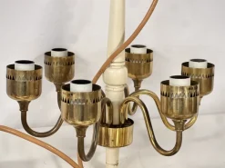 Clearance Pamono T 526 Chandelier in Brass and Wood Markaryd by Hans-Agne Jakobsson for Hans-Agne Jakobsson Ab Markaryd, 1960s