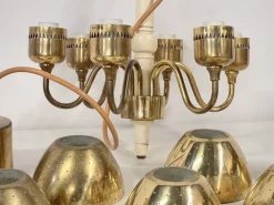 Clearance Pamono T 526 Chandelier in Brass and Wood Markaryd by Hans-Agne Jakobsson for Hans-Agne Jakobsson Ab Markaryd, 1960s