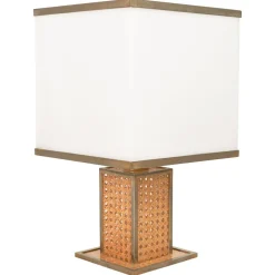 Best Pamono Table Lamp in Acrylic Glass, Rattan and Brass by Christian Dior, Italy, 1970s