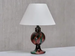 Clearance Pamono Table Lamp in Emerald and Red Marbled Glass from Pukebergs Glasbruk, Sweden, 1920s