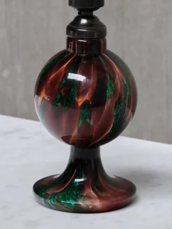 Clearance Pamono Table Lamp in Emerald and Red Marbled Glass from Pukebergs Glasbruk, Sweden, 1920s