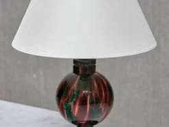 Clearance Pamono Table Lamp in Emerald and Red Marbled Glass from Pukebergs Glasbruk, Sweden, 1920s