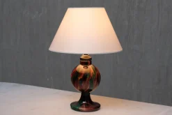 Clearance Pamono Table Lamp in Emerald and Red Marbled Glass from Pukebergs Glasbruk, Sweden, 1920s