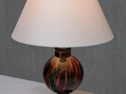 Clearance Pamono Table Lamp in Emerald and Red Marbled Glass from Pukebergs Glasbruk, Sweden, 1920s