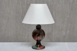 Clearance Pamono Table Lamp in Emerald and Red Marbled Glass from Pukebergs Glasbruk, Sweden, 1920s
