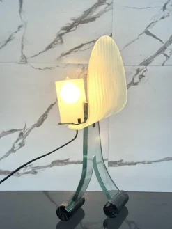Hot Pamono Table Lamp in Marble and Glass, 1980s