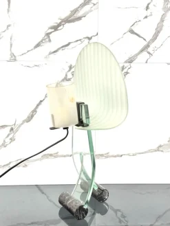 Hot Pamono Table Lamp in Marble and Glass, 1980s