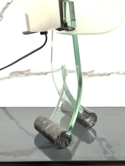 Hot Pamono Table Lamp in Marble and Glass, 1980s