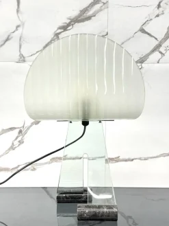 Hot Pamono Table Lamp in Marble and Glass, 1980s