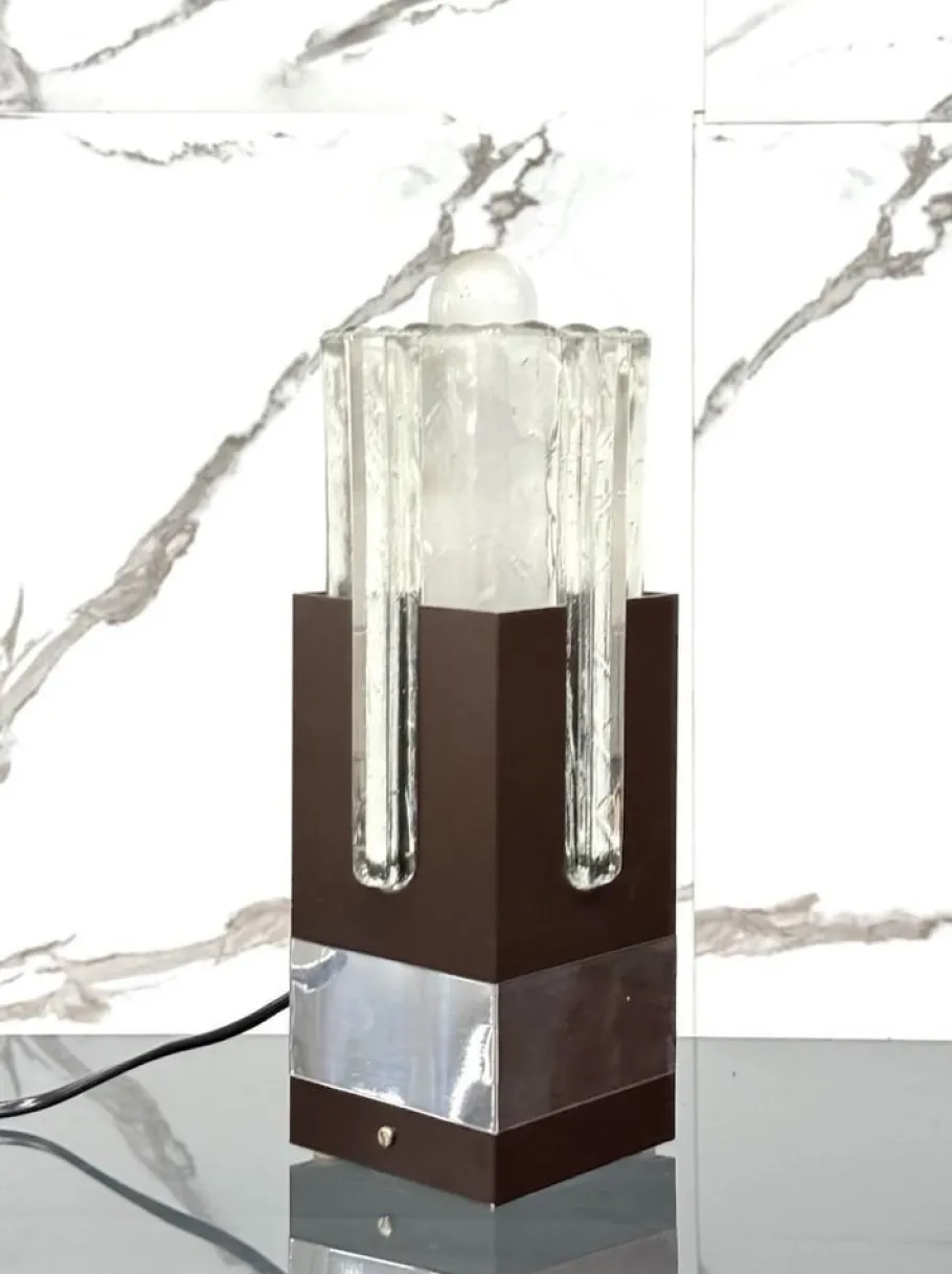 Sale Pamono Table Lamp in Metal and Glass by Gaetano Sciolari for Stilkronen, 1970s