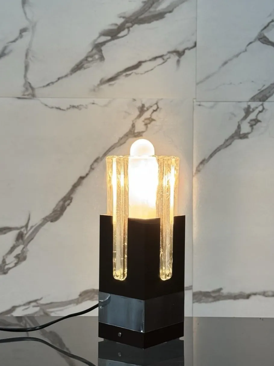 Sale Pamono Table Lamp in Metal and Glass by Gaetano Sciolari for Stilkronen, 1970s