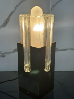Sale Pamono Table Lamp in Metal and Glass by Gaetano Sciolari for Stilkronen, 1970s