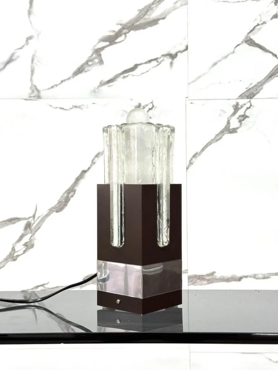 Sale Pamono Table Lamp in Metal and Glass by Gaetano Sciolari for Stilkronen, 1970s