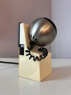 Sale Pamono Table Lamp in White and Silver with Ball Head from Osram