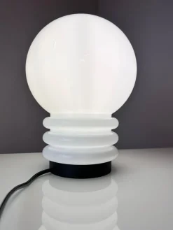 Hot Pamono Table Lamp in White Glass from Glashütte Limburg