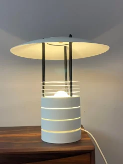 New Pamono Table Lamp in White Metal by Jørgen Buchwald for Laterna Danica