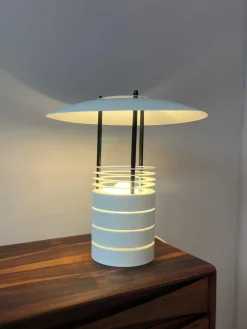 New Pamono Table Lamp in White Metal by Jørgen Buchwald for Laterna Danica