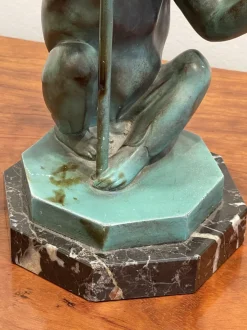 Hot Pamono Table Lamp of a Monkey with an Umbrella by Le Verrier, 1920s