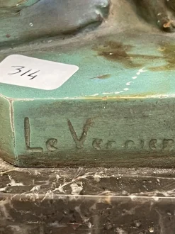 Hot Pamono Table Lamp of a Monkey with an Umbrella by Le Verrier, 1920s