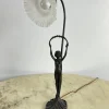 Sale Pamono Table Lamp with Art Deco Bronze Statuette and White Art Glass Tulip Bowl, France, 1940s