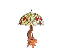 Clearance Pamono Table Lamp with Heavy Bronze Figural Base in the style of Tiffany