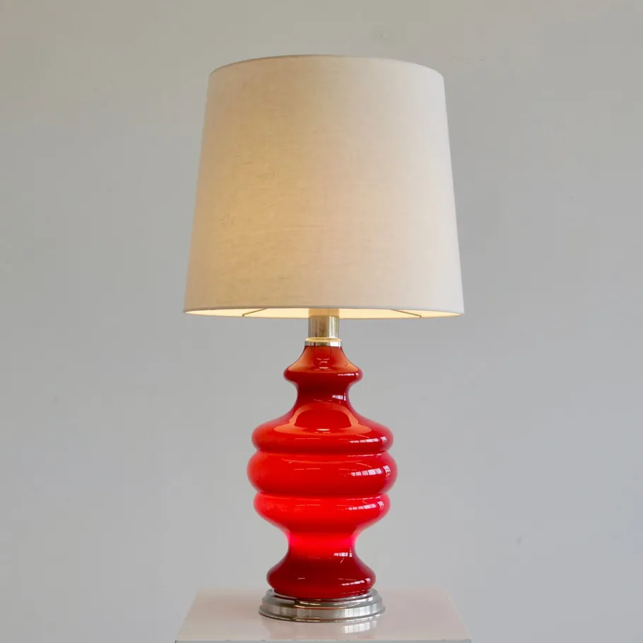 Outlet Pamono Table Lamp with Illuminated Coloured Glass Base, 1975