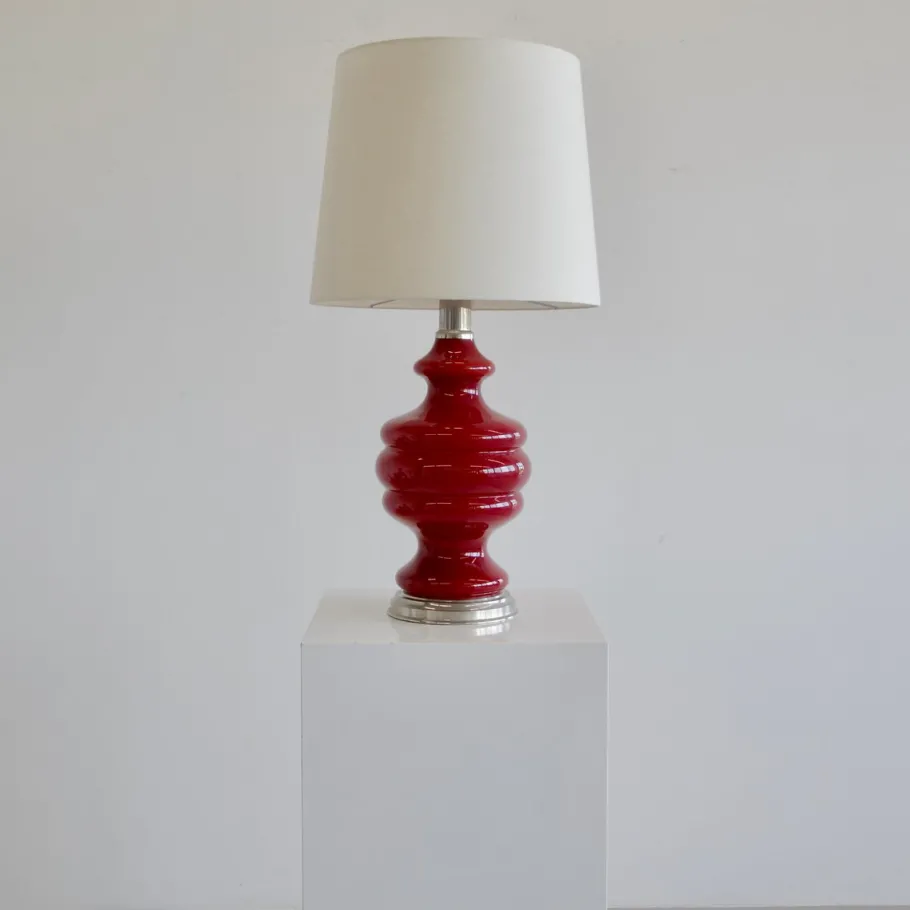 Outlet Pamono Table Lamp with Illuminated Coloured Glass Base, 1975